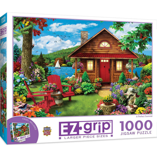 A Perfect Summer puzzle by Masterpieces with vibrant flowers and green landscapes. 1000 piece EZ Grip puzzle