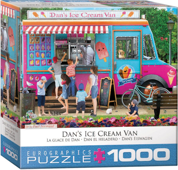 Eurographics Dan's Ice Cream Van is a fun and colorful 1000 piece puzzle that is great for the whole family. 