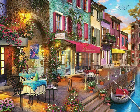 Dolce Vita 1000 piece puzzle by Springbok featuring the serene canals of Venice and Mediterranean sunset