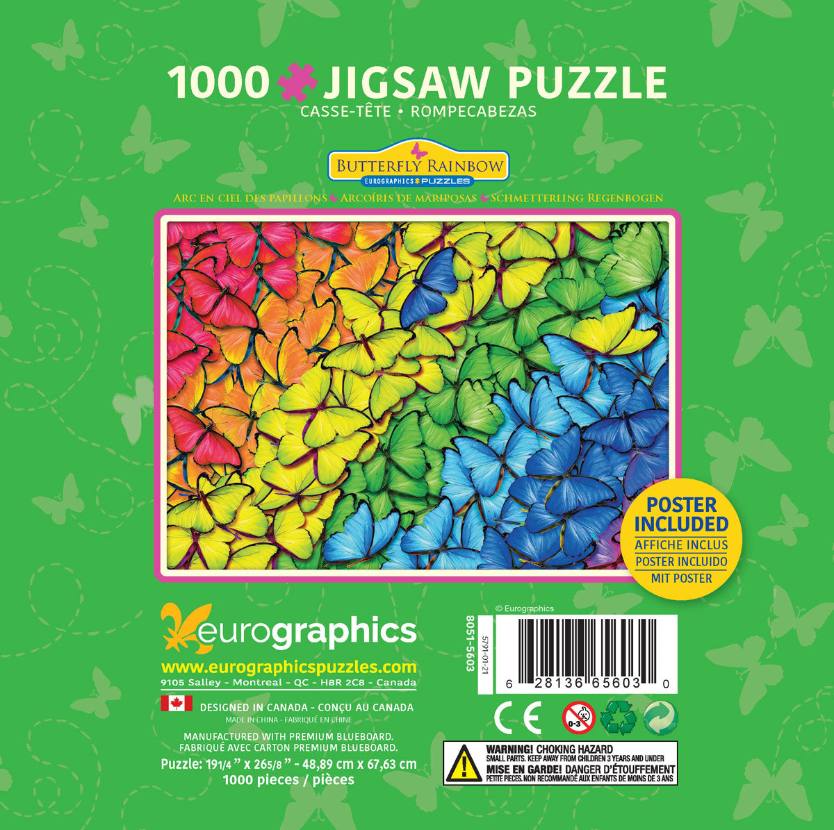 Collectible embossed tin for Butterfly Rainbow puzzle featuring rainbow butterflies