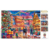 Image of the finished puzzle displayed in a cozy holiday setting, emphasizing the festive village scene - Holiday puzzle