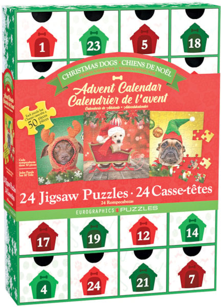 Christmas Dogs Advent Calendar by Eurographics - 24 Surprise Jigsaw Puzzles