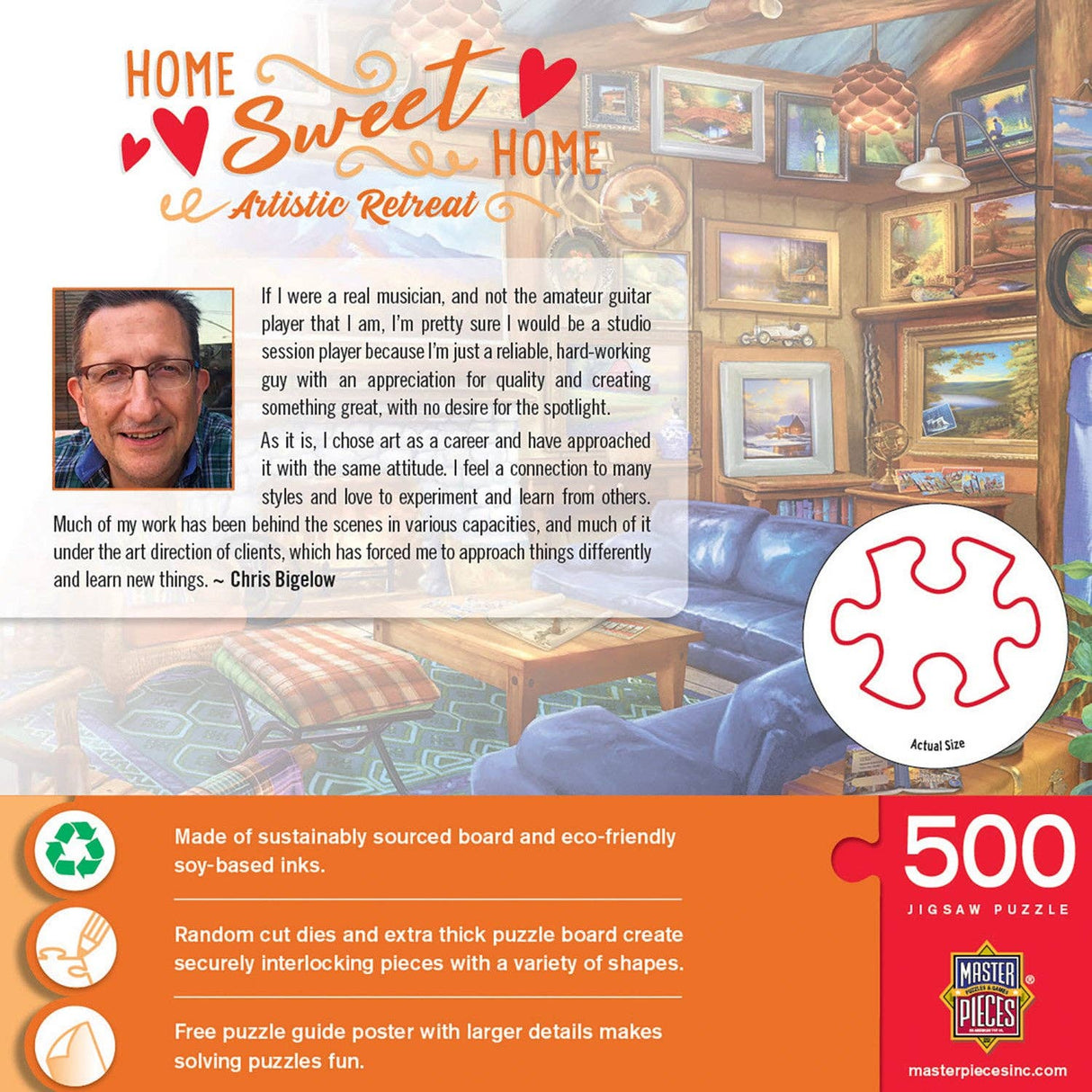 Box of the Home Sweet Home - Artistic Retreat 500-piece puzzle with artistic retreat imagery by Masterpieces