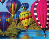 Take Flight 350 piece puzzle by Springbok featuring colorful hot air balloons filling the sky