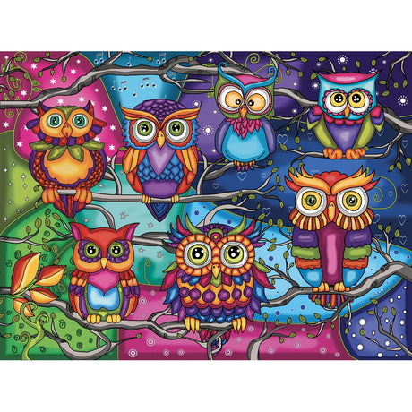 Owl Always Be There 1000 Piece Puzzle by JaCaRou featuring colorful owls on branches