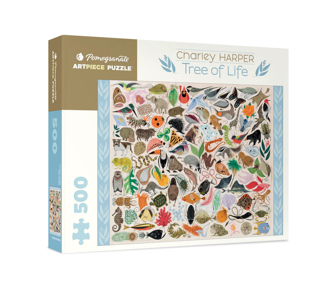 Tree of Life 500 piece puzzle by Pomegranate and artist, Charley Harper - diverse plants and animals by Charley Harper