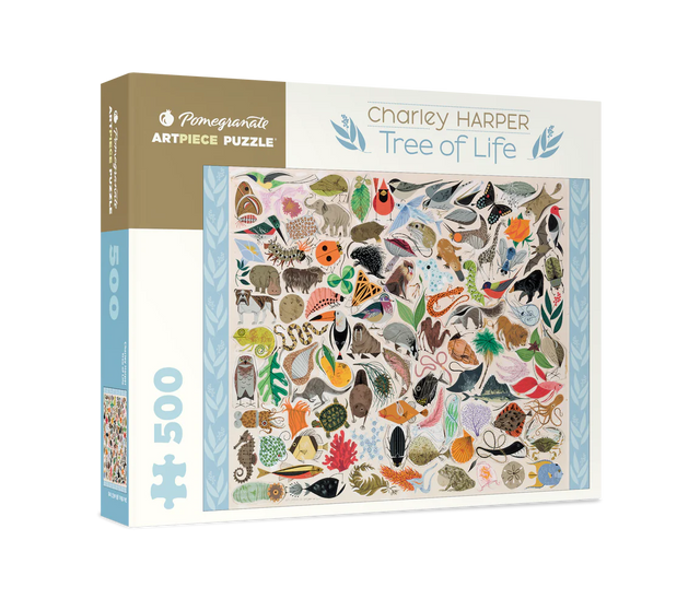 Tree of Life 500 piece puzzle by Pomegranate and artist, Charley Harper - diverse plants and animals by Charley Harper