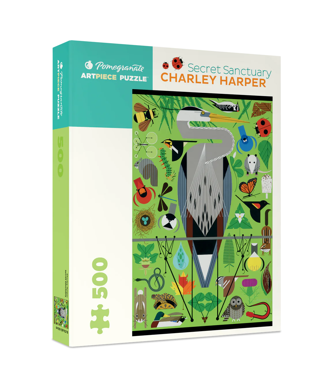 Secret Sanctuary 500 piece puzzle by Pomegranate - tranquil nature scene by Charley Harper