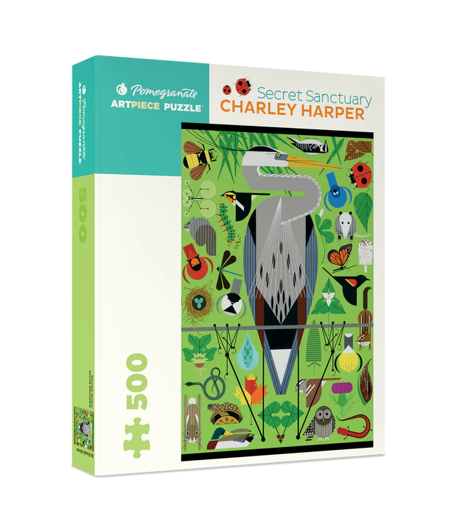 Secret Sanctuary 500 piece puzzle by Pomegranate - tranquil nature scene by Charley Harper