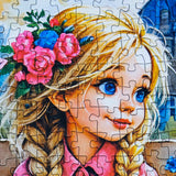 Close up of utumn's Tender Gesture 1000 piece puzzle by Delfy of young girl