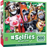 Selfies – Barnyard Grins 500 piece puzzle box showing smiling farm animals by Masterpieces