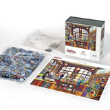 Contents of the Bookshop by Boardwalk 1000 piece jigsaw puzzle showcasing a detailed scene of a lively bookstore