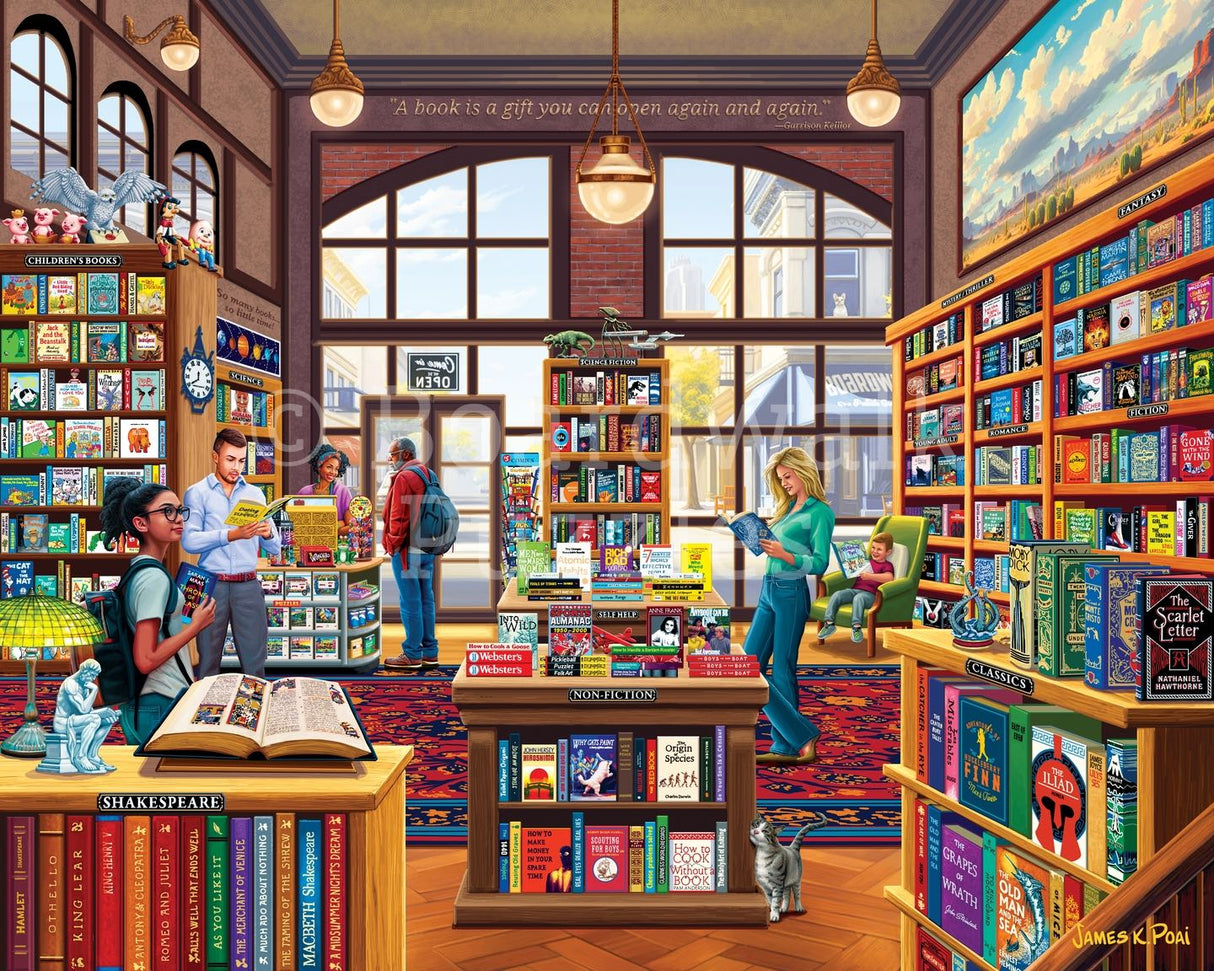 Boardwalk 1000-piece jigsaw puzzle showcasing a detailed scene of a lively bookstore