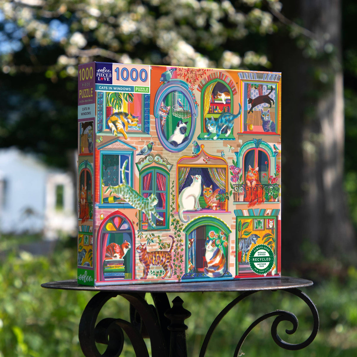 puzzle box for the cats in windows 1000 piece jigsaw puzzle by eeboo - cat puzzle full of colors.