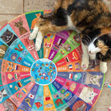 Completed 500 piece puzzle of global cat facts and illustrations by eeBoo