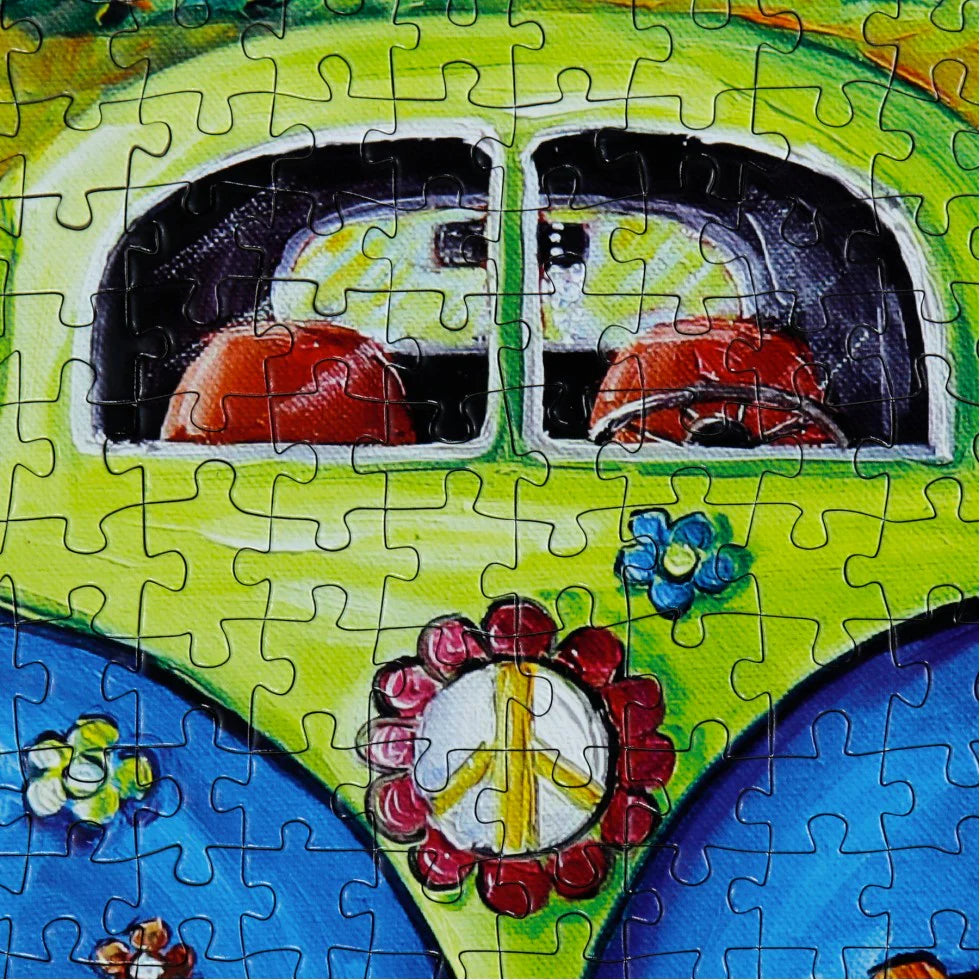 Closeup of the VW Bus in the Summer at Grandma's House Jigsaw puzzle by JaCaRou Puzzles.