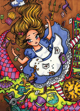 Alice falling into Wonderland in a colorful 1000 piece puzzle by JaCaRou Puzzles.