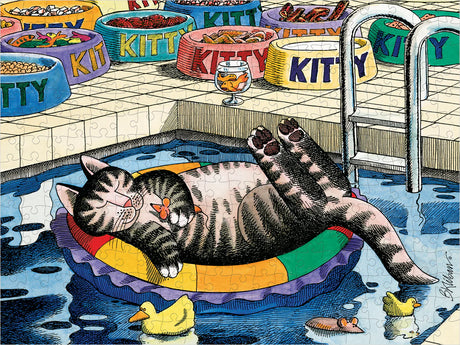 Cat laying in the pool jigsaw puzzle from Pomegranate 