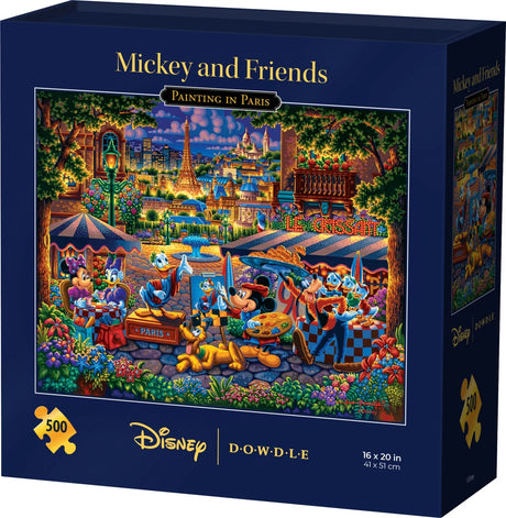 Mickey & Friends Painting in Paris 500-piece puzzle box featuring Disney characters in Paris