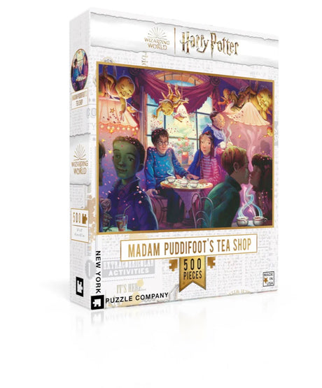 Madam Puddifoot's Tea Shop 500 piece puzzle featuring a romantic Valentine's Day scene by New York Puzzle Company.