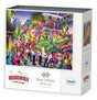 Box for Boardwalk 1000 piece jigsaw puzzle of a vibrant Mardi Gras celebration with floats and jazz musicians