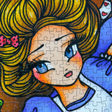 Close up of Alice's face for the Down the Rabbit Hole 1000 Piece jigsaw puzzle by jaCaRou Puzzles