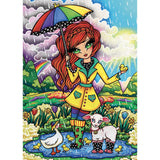 JaCaRou Rainy Day puzzle showing girl and animals in vibrant colors