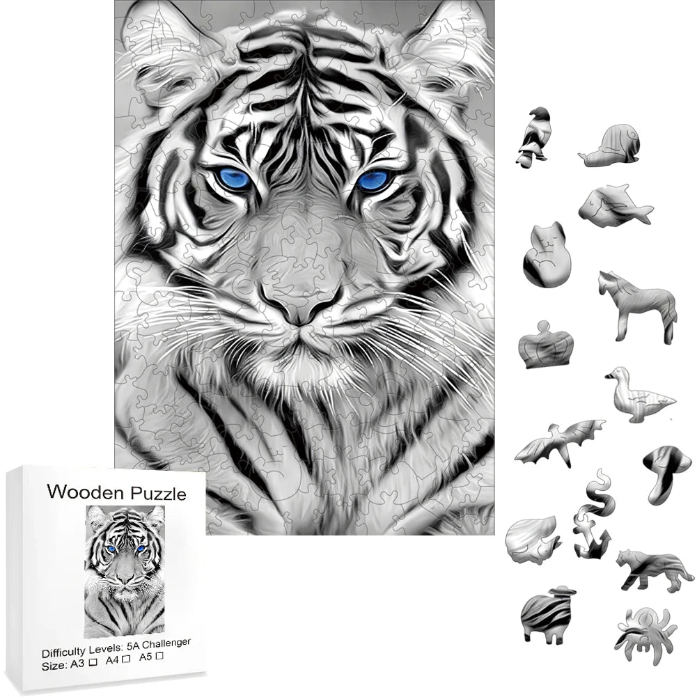 Tiger Wooden Jigsaw Puzzle - 3 Sizes to Choose From