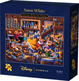 Snow White Dancing with the Dwarfs 500 piece puzzle box featuring Snow White and the dwarfs by Disney and Dowdle