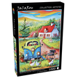 Summer at Grandma’s House jigsaw puzzle featuring chickens and a vintage van by JaCaRou -Puzzle box