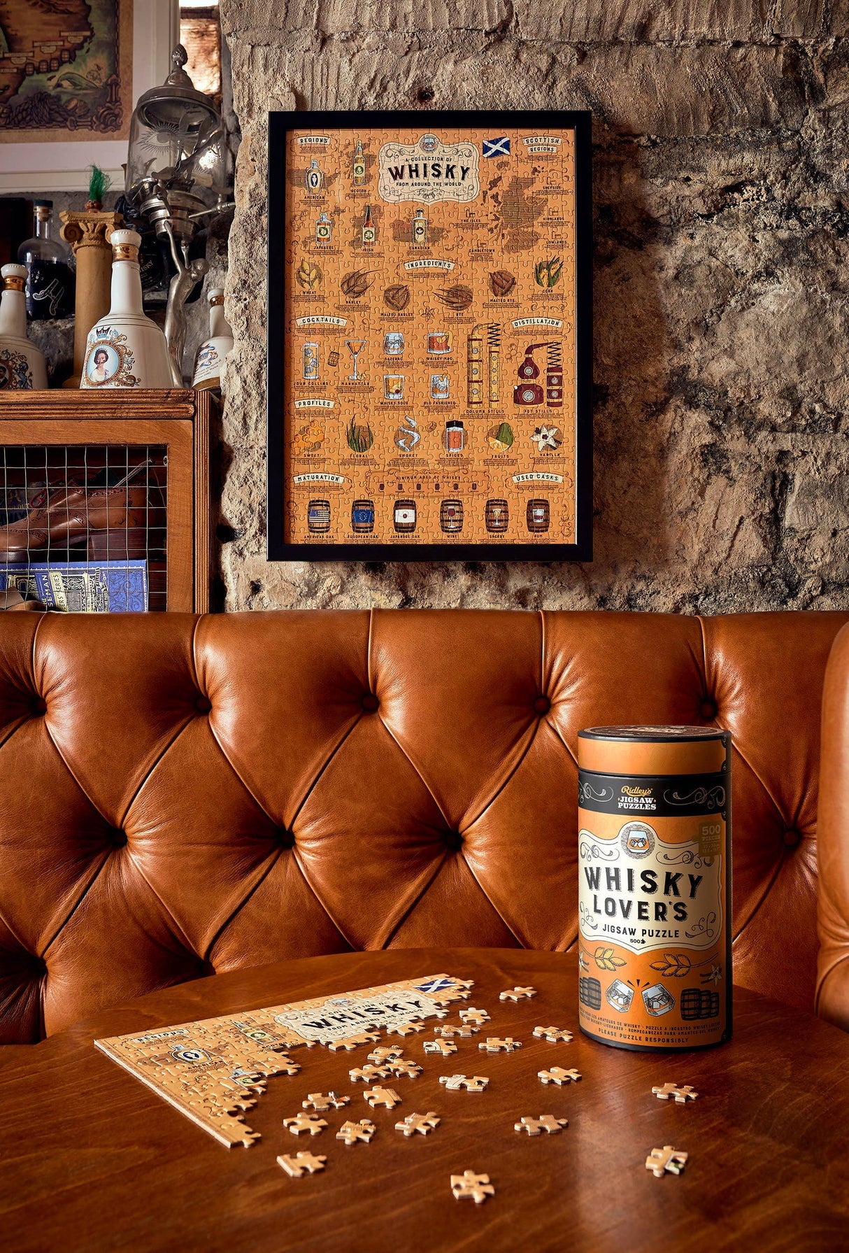 Whisky Lover's 500-piece jigsaw puzzle featuring whisky regions and tasting notes