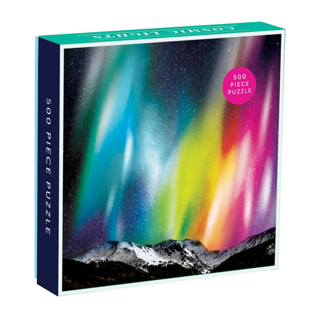 Cosmic Lights by Galison 500 piece puzzle showcasing vibrant space imagery and celestial lights