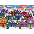 Snow Much Fun 1000 piece jigsaw puzzle featuring a colorful winter village scene