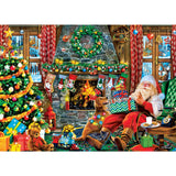 Completed Seek & Find - Christmas Surprise puzzle featuring Santa and a decorated Christmas house 1000 pieces by Masterpices