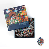 O Holy Night jigsaw puzzle box with colored nativity poster by Puzzlefolk