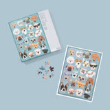 Puzzlefolk 1000 piece dog puzzle box with colored poster