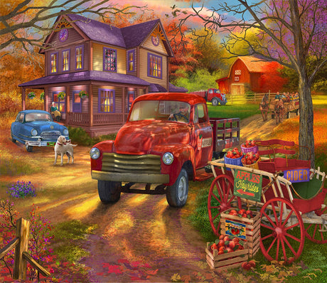 Nostalgic image of a farm and the beauty of the countryside home with classic cars. 1000 Piece Puzzle by SunsOut 