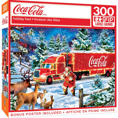 Coca-Cola Holiday Haul 300 Piece EZ Grip Puzzle - Santa and Classic Trucks by Masterpieces