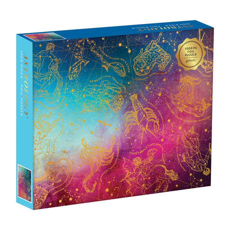 Astrology 1000 piece puzzle by Galison featuring zodiac signs with gold foil accents