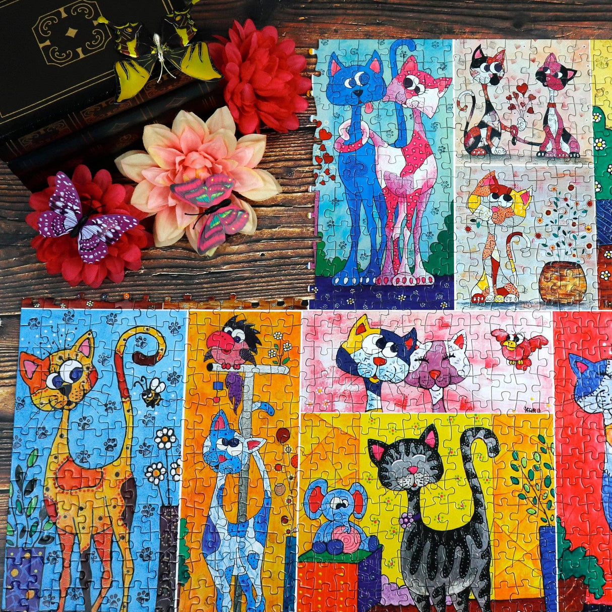 Collage of quirky cats in the Cats Everywhere jigsaw puzzle by JaCaRou