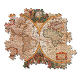 High-quality 1000 piece jigsaw puzzle featuring a 17th-century world map reproduction by Clementoni