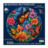 Beautiful Butterflies 500 Piece Circular Jigsaw Puzzle by SunsOut Puzzles - Vibrant Nature Delight - SunsOut - Jigsaw Puzzles - The Puzzle Center - 