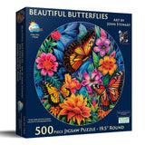 Beautiful Butterflies 500 Piece Circular Jigsaw Puzzle by SunsOut Puzzles - Vibrant Nature Delight - SunsOut - Jigsaw Puzzles - The Puzzle Center - 