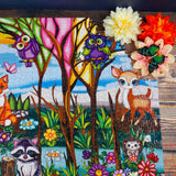 Whimsical forest-themed jigsaw puzzle by JaCaRou with owls, foxes, and more