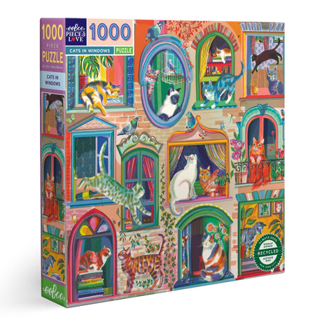 Cats in Windows 1000 Piece Puzzle by eeBoo - eeBoo - Jigsaw Puzzles - The Puzzle Center - 