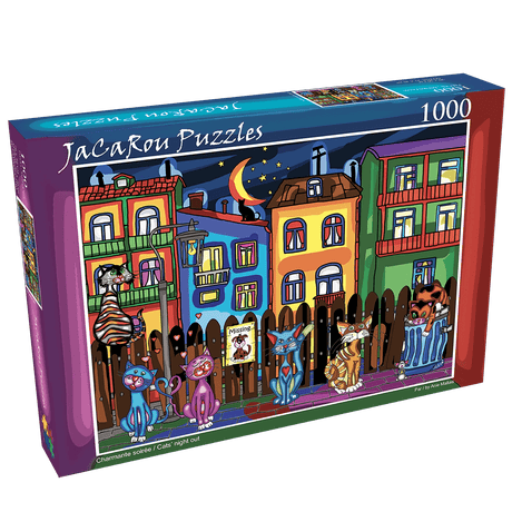 Cats Night Out 1000 Piece Jigsaw Puzzle by JaCaRou Puzzles - JaCaRou Puzzles Inc. - Jigsaw Puzzles - The Puzzle Center - 