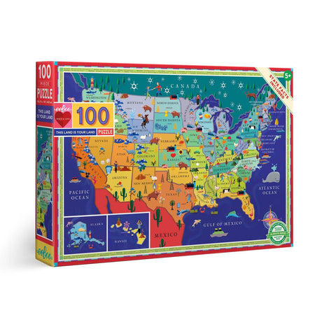 eeBoo puzzle with the united states and 100 piece puzzle for kids.