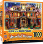 Box of the Glow in the Dark - Haunted House on the Hill puzzle showing a haunted house scene - 1000 pieces by Masterpieces