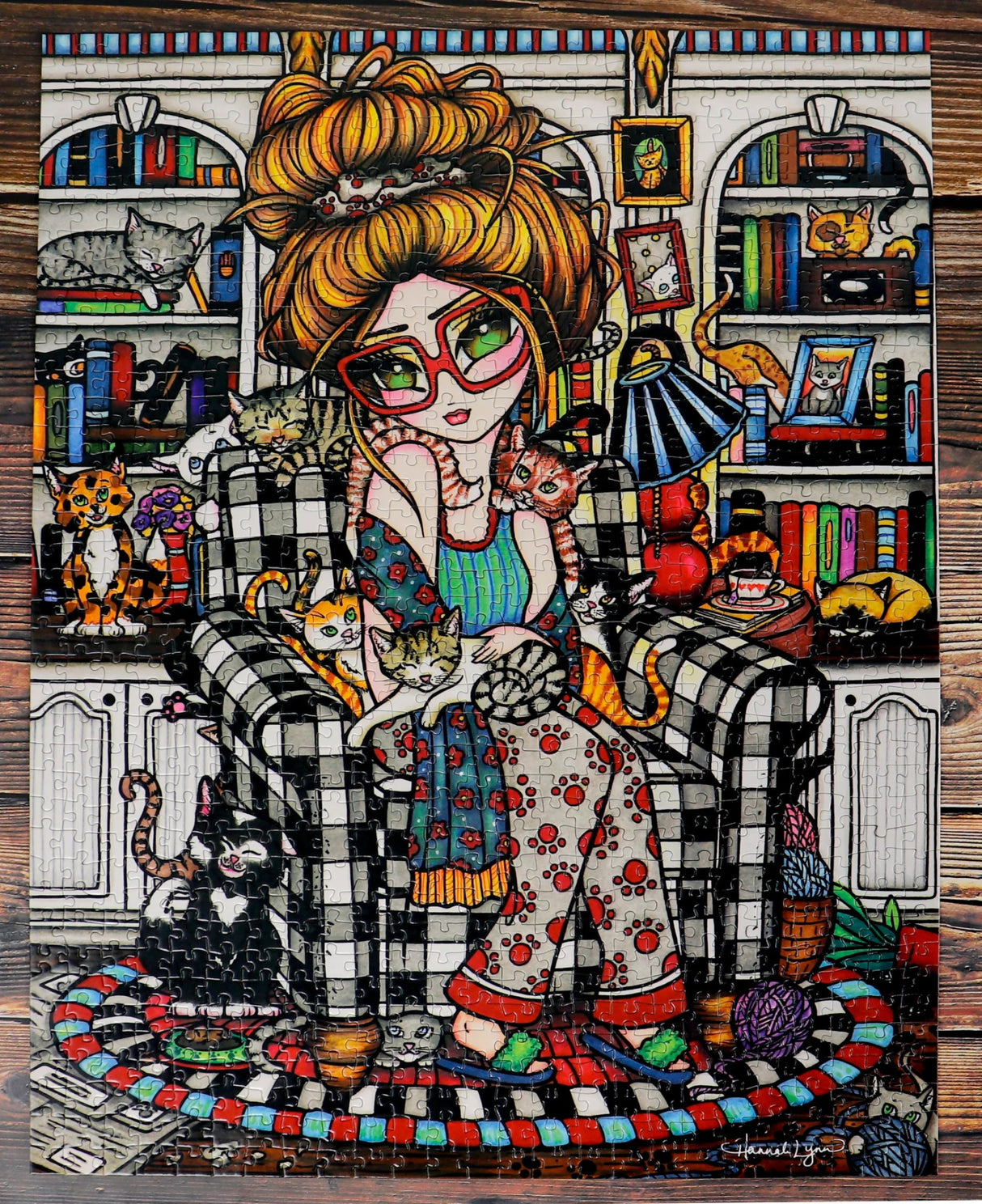 Crazy Cat Lady 1000 Piece Jigsaw Puzzle by JaCaRou Puzzles - JaCaRou Puzzles Inc. - Jigsaw Puzzles - The Puzzle Center - 