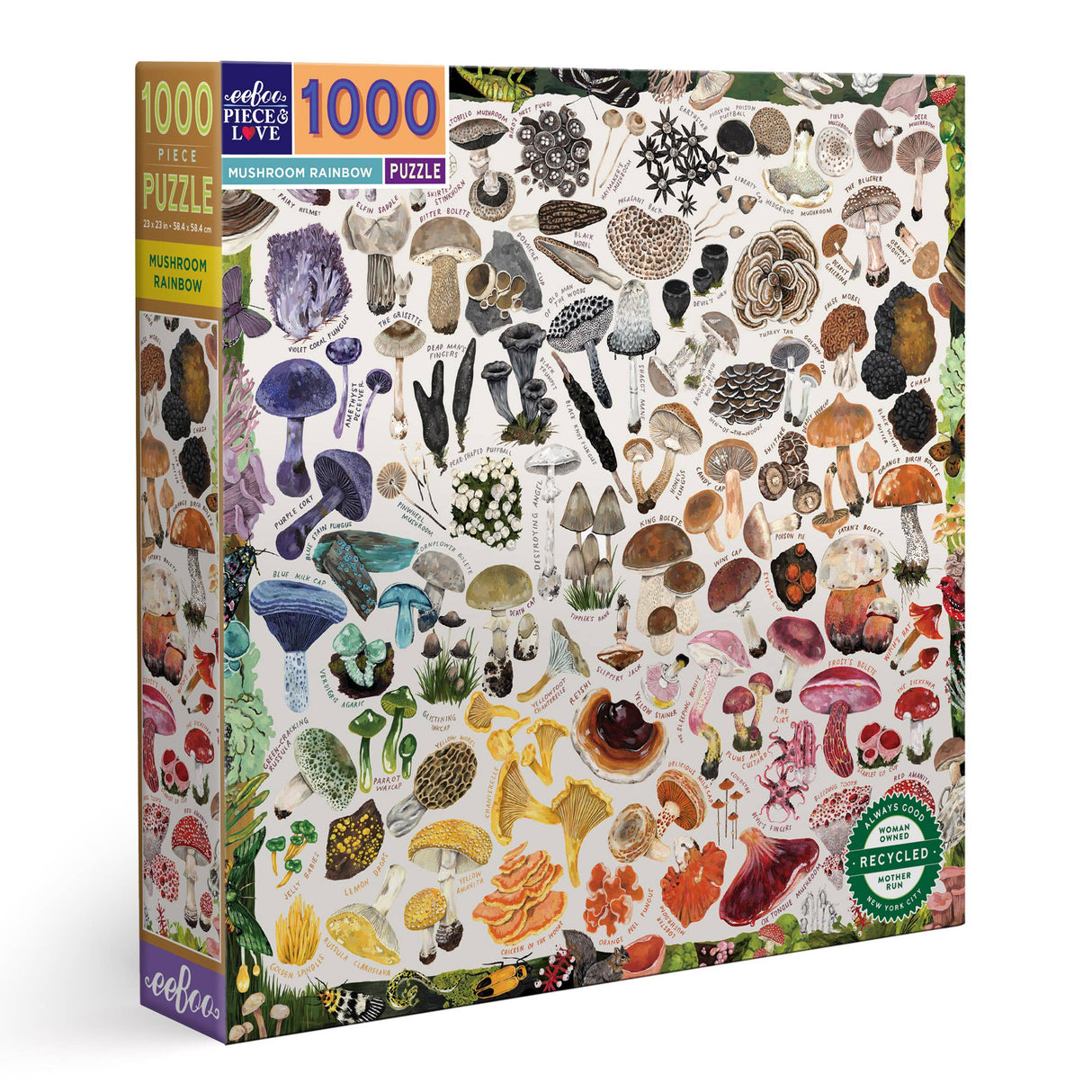 Mushroom Rainbow 1000 Piece Square Jigsaw Puzzle by eeBoo